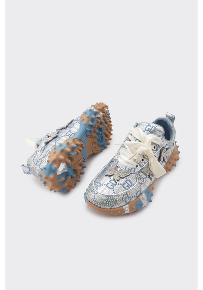 Derinet Taş İşlemeli Comfort Taban Kadın Sneaker Mavi Mavi