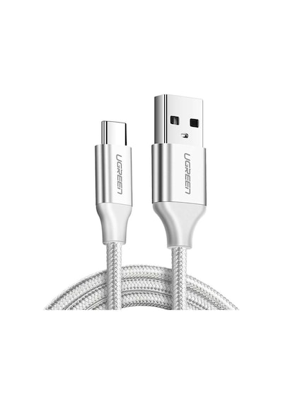 Ugreen Usb-c - Usb-a 3a Qc Örgülü Hızlı Şarj Kablosu, 1 M, Gümüş Beyazı, 60131