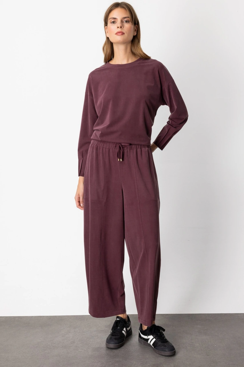 On Kadın Oversize Midi Pantolon - Rahat Ve Şık Günlük Kombin Bordo