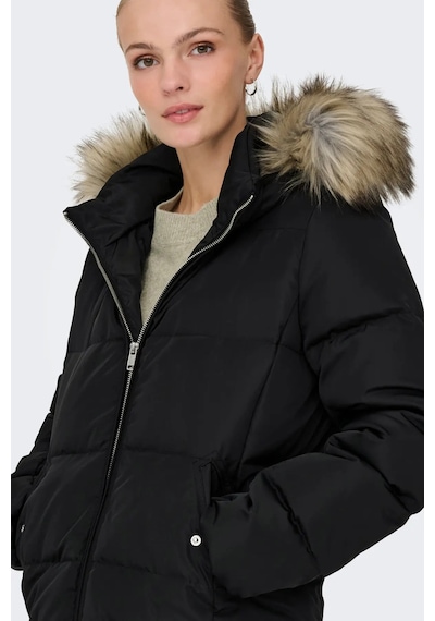 Only Kadın Kapüşonu Kürklü Mont 15349780 Siyah Siyah