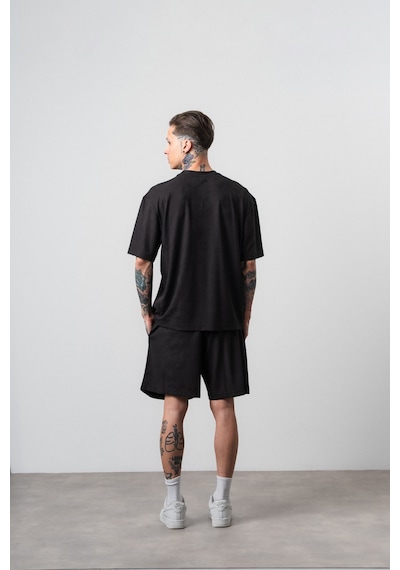 Erkek Route 07 Arma Detaylı Regular Fit T-shirt Şort Takım Siyah