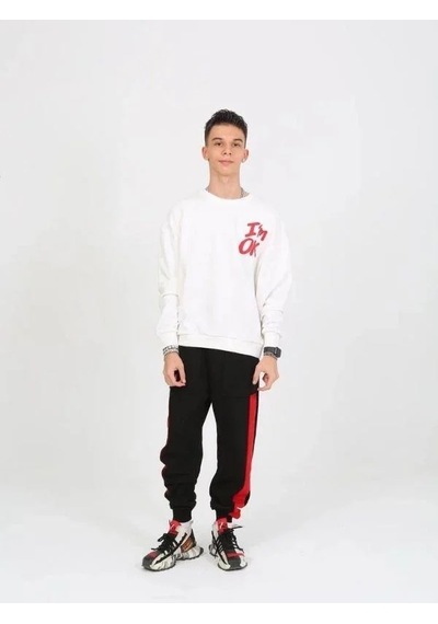 Marions Çocuk I'm Ok Yazılı 2 İplik Sweatshirt-15233 Ekru