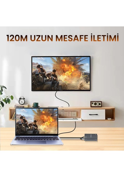 Veggieg 4k 30hz Hdmı Kvm Extender 120 Metre Cat5e/6 Hdmı Menzil Genişletici Uzatıcı