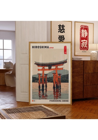 Itsukushima Tapınağı, Hiroşima Japonya Duvar Sanatı, Yüzen Torii Kapısı Posteri