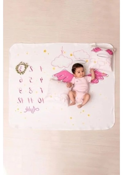 Kız Bebek Doğum Hediyesi Fotoğraf Battaniyesi Seti 183 Açık Mavi