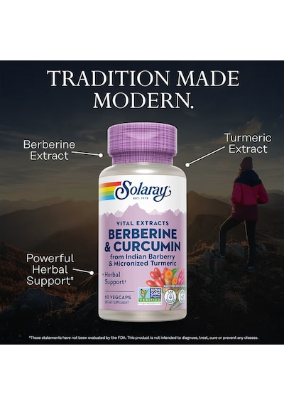 Solaray, Vital Extracts, Berberine & Turmeric Curcumin, 60 Vegcaps