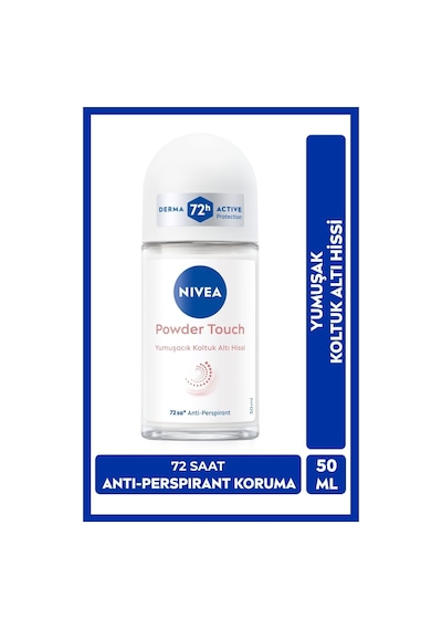 Kadın Roll-on Deodorant Powder Touch 50ml, 72 Saat Anti-perspirant Koruma, Yumuşak Koltuk Altı Hissi