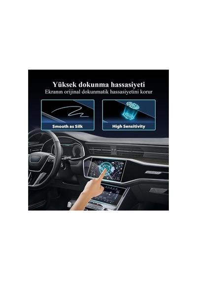 Audi A7 Uyumlu Araç Ekran Koruyucu Set Multimedya Kumanda Gösterge Klima 9h Nano Kırılmaz Şeffaf