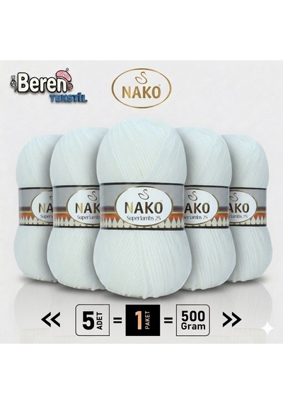 Süperlambs25 - 5'li Paket - 100gr/200m - El Örgü İpi - Atkı Yelek Kazak İpi