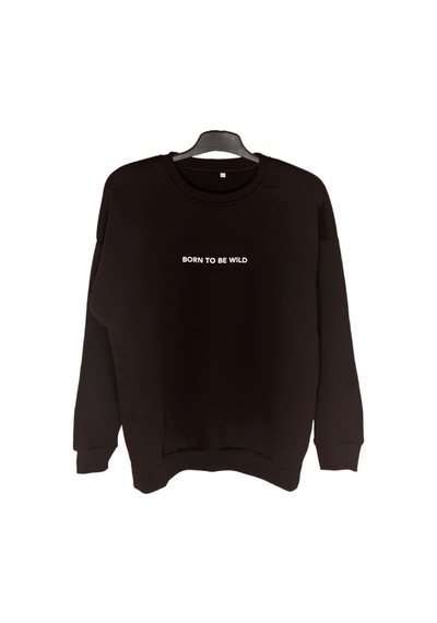 Dark Line Bear Sırt Baskılı %100 Pamuk Unisex Siyah Oversize Sweatshirt Siyah