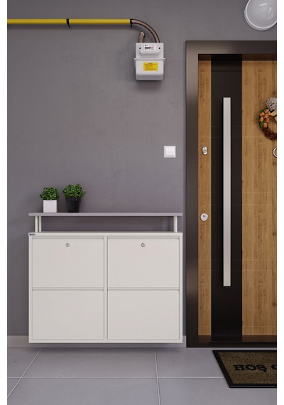 Ceha Kilitli Tablalı 4'lü Metal Ayakkabılık - Beyaz K.AYK-2.4/G/P 9010/KL Ceha Kilitli Tablalı 4'lü Metal Ayakkabılık - Beyaz K.AYK-2.4/G/P 9010/KL
