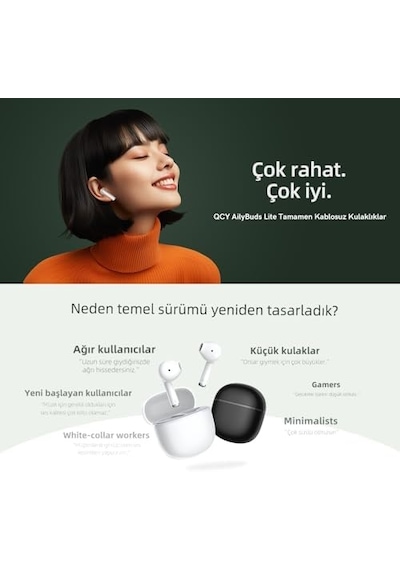Qcy Ailybuds Lite Enc Gürültü Engelleme Bluetooth 5.3 Kablosuz Kulaklık T29 Siyah