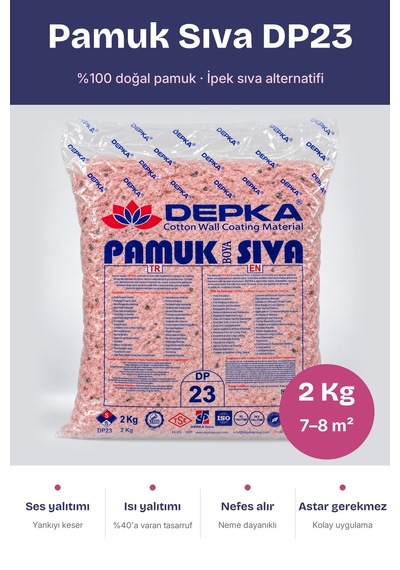Depka Pamuk Sıva Dp23 2 Kg 7-8 M² İpek Sıva Alternatifi Isı Ve Ses Yalıtımlı Dekoratif Sıva