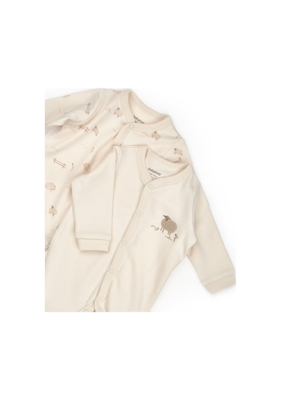 Babycosy Organic Wear 2 Li Organik Pamuk Patikli Tulum Seti Yenidoğan & Bebek Serisi Yumuşak & Uniseks Krem