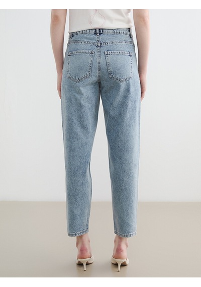 Lcw Jeans İndigo Boyfriend Fit Kadın Yırtık Jean Pantolon