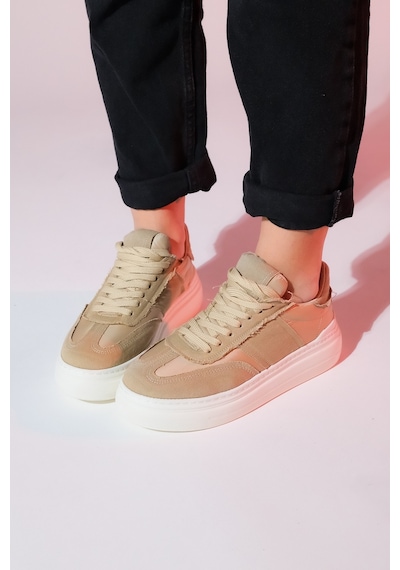 Luvishoes Jose Bej Denim Kadın Spor Sneaker Bej