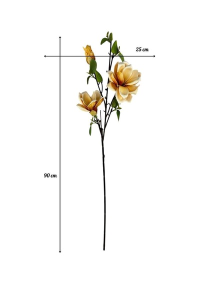 Yapay Çiçek Eva Somon Manolya 3 Çiçekli Uzun Dal 90cm Gerçeksi Doku Somon