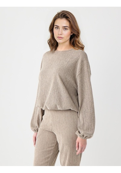 Jimmy Key Jimmy Key Vizon Bisiklet Yaka Beli Lastikli Örme Sweatshirt 5ww236136927