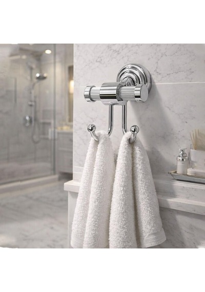 Gümüş İkili Askılık Vidalı Duvar Tipi Banyo Duvar Havlu Askısı Dayanıklı Paslanmaz Modern Tasarım Çok Renkli