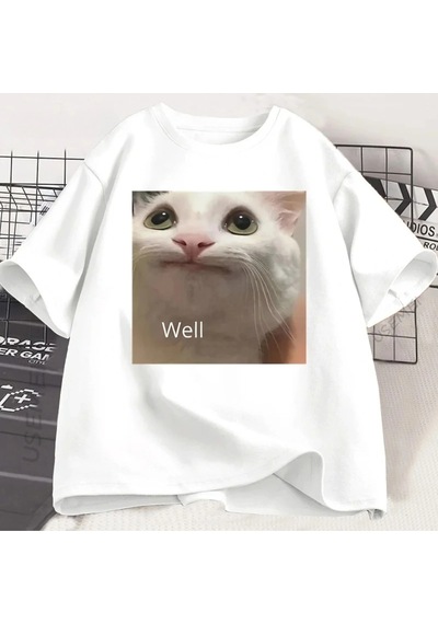 Startmore Beyaz Funny Cat Meme Graphic Tee For Cat Lovers Cute Humor Loose Short Sleeve Tee C Beyaz