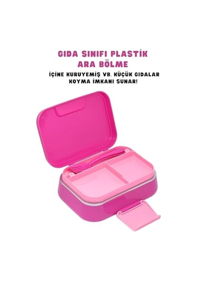 Bento 1030ml Lunchbox Barbie Temalı Lisanslı Tek Katlı 2 Bölmeli Paslanmaz Çelik Sefer Tası Yemek Kutu
