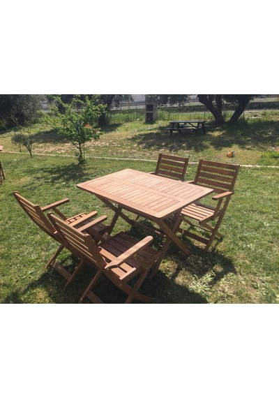 Efe-Garden Efe Garden 4 Kişilik Ahşap Masa Takımı Ceviz