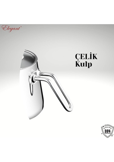 Piramit Orta Boy Çelik Kulplu Çaydanlık Takımı Çelik