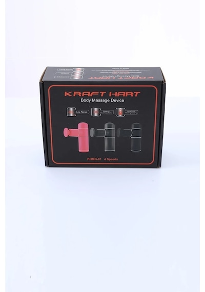 Siyah 4 Başlıklı Şarjlı  Kraft Hart Mini Masaj Aleti Tabancası Çok Renkli