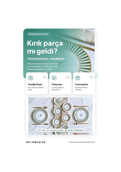 Tr Love Bırd Yeşil Yuvarlak 14 Parça 6 Kişilik Lüx Kahvaltı Takımı Seti Genel