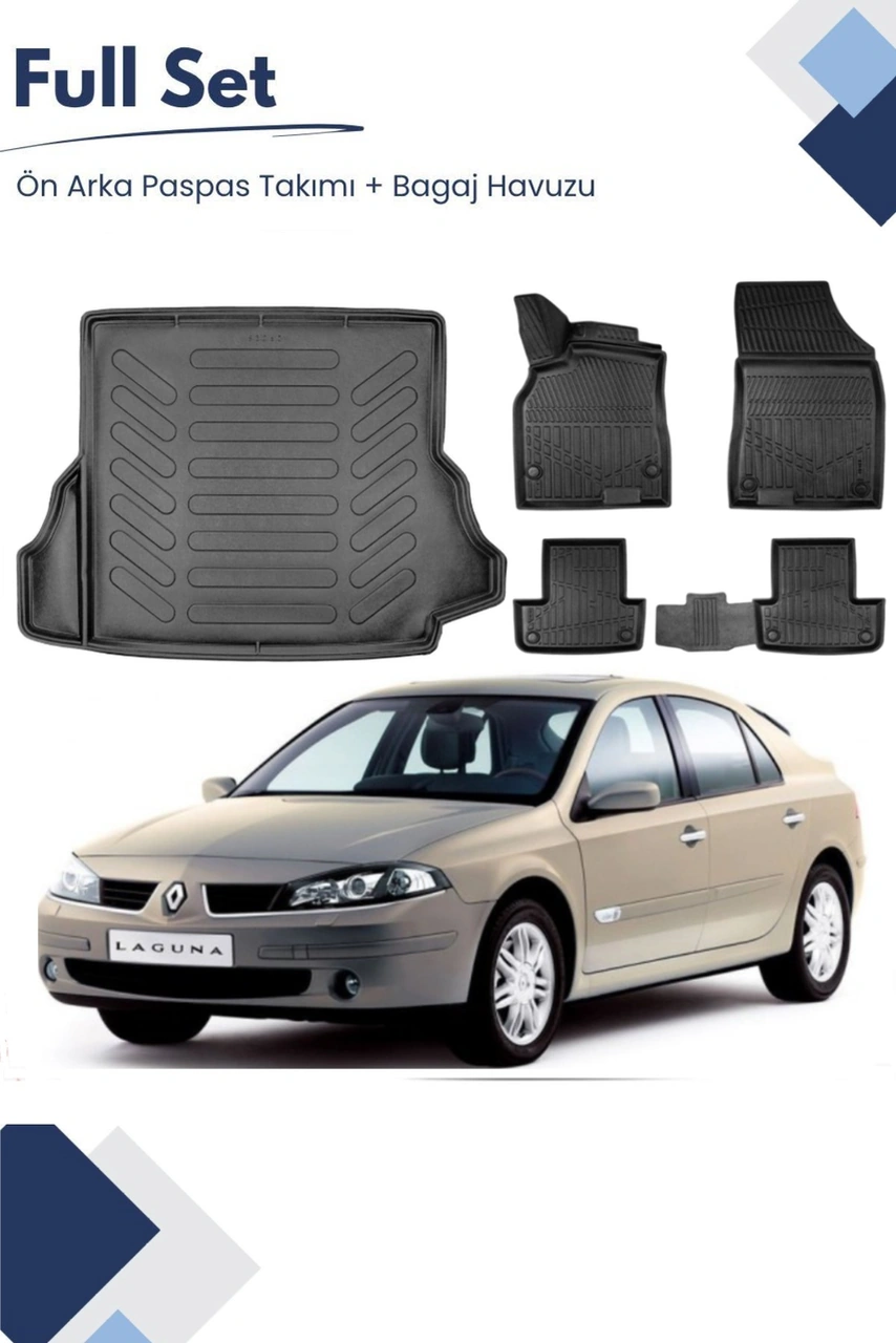 Renault Laguna 2002-2003-2004-2005-2006-2007-2008-2009 Model Tam Uyumlu Paspas+bagaj Havuzu Seti