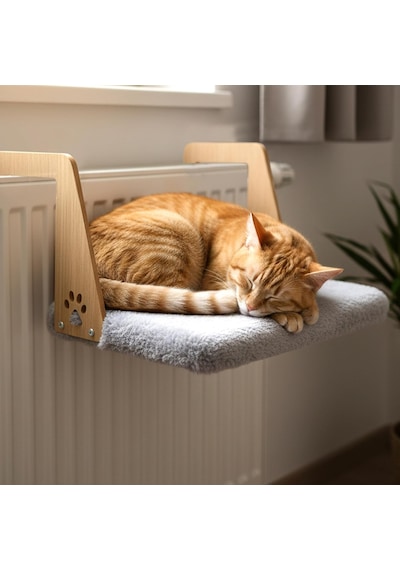 Gobypet Peluş Kalorifer Petek Radyatör Yatağı Geniş Tasarım, Kedi Ve Köpek Uyumlu Gri