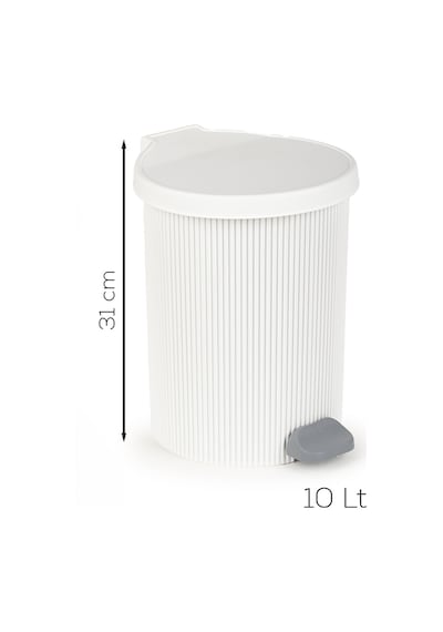 Porsima 0706-1 Still Beyaz 10 Litre Pedallı İç Kovalı Yuvarlak Banyo & Mutfak Çöp Kovası Yok