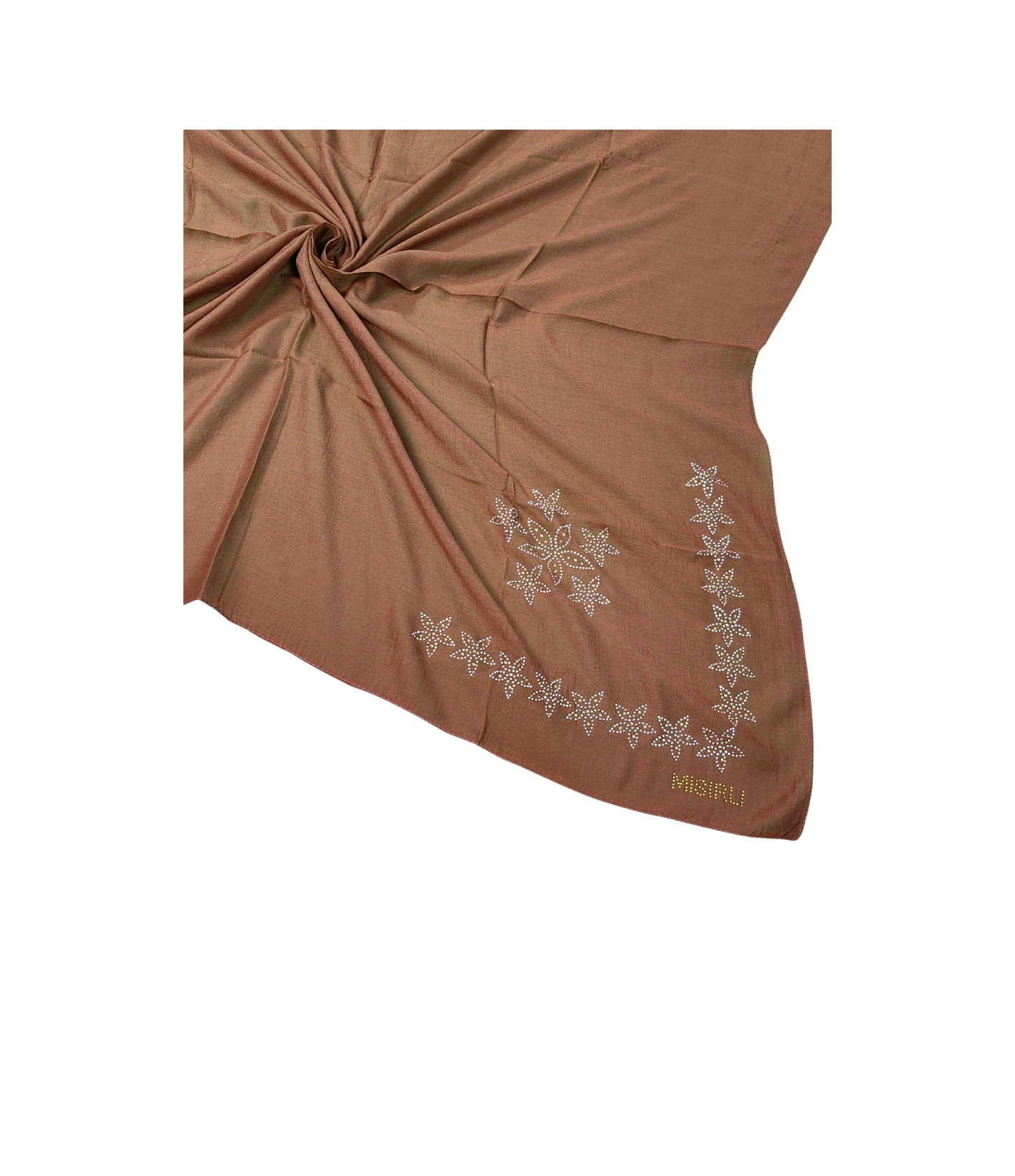 Mim Eşarp Mısırlı Eşarpları Taşlı Pamuklu Yazma Eşarp - 100x100 Cm Kiremit