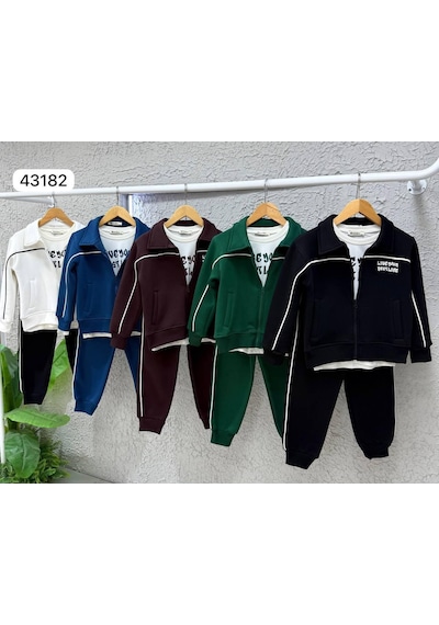 Erkek Çocuk 3 Parça Şardonlu 3 İplik Eşofman Takımı Fermuarlı Ceket, Tişört Ve Jogger Pantolon 43182-s Siyah Erkek Çocuk 3 Parça Şardonlu 3 İplik Eşofman Takımı Fermuarlı Ceket, Tişört Ve Jogger Pantolon 43182-s Siyah