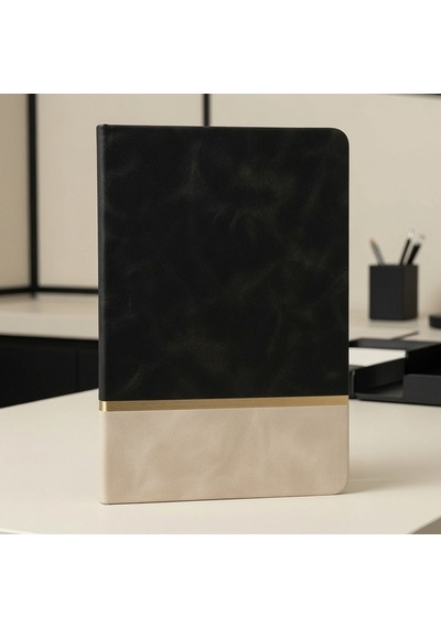 Premium İş Defteri Günlük Siyah Çizgili Deri Defter Çok Renkli