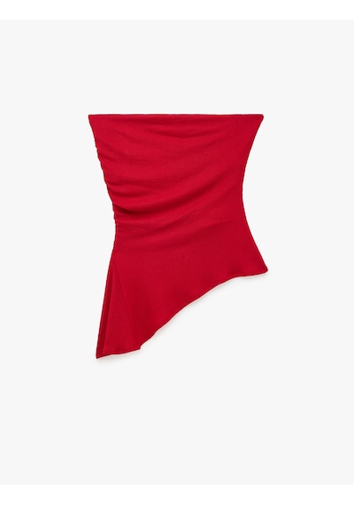 Koton Asimetrik Kesim Slim Fit Kolsuz Straplez Yaka Büstiyer Kırmızı 6sal30212ık