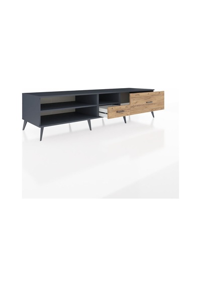 Kronos Tv Ünitesi 2 Raflı 2 Çekmeceli 220x59x51 Antrasit-antrasit/çam Antrasıt/atlas Çam - Antrasıt