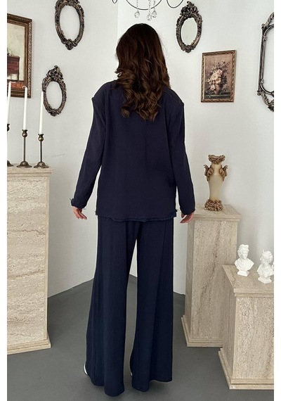 Lacivert Oversize Müslin Takım