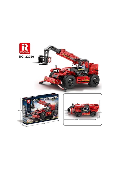 Reobrix Technic 22020 Teleskopik Kollu Forklift Telescopic Arm Forklift Kumandalı&motorlu Yaratıcı Yapı Blok Seti Building Blocks - 2096 Parça
