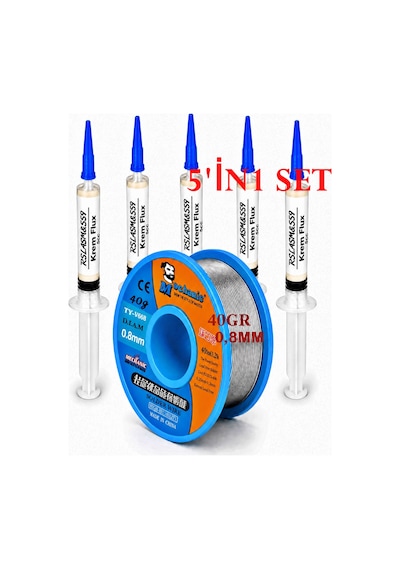 Mechanic Ty-v668 Lehim Teli 40 G 0,8 Mm Ve Krem Flux Yardımcı Set 5in1 Arada Tk17