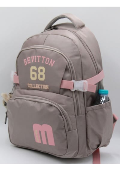 Özel Su Geçirmez Kumaş Unisex Okul Çantası Gripembe Gri - Pembe Gri - Pembe