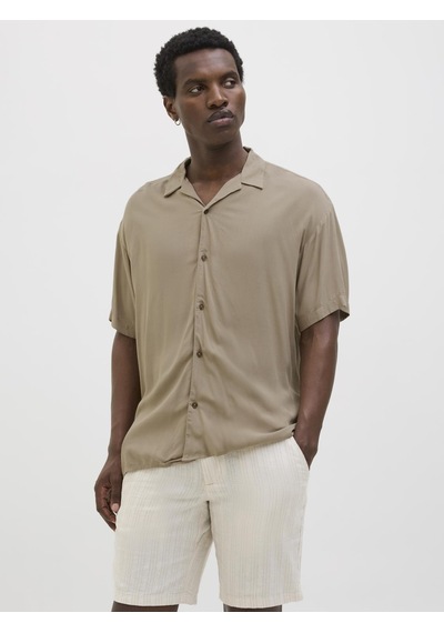 Jack & Jones Erkek Kısa Kollu Gömlek - Jeff - 12268443 Coriander Çok Renkli