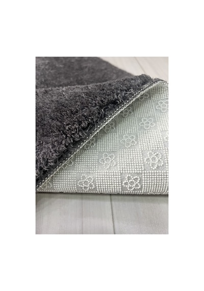 Plato Halı Banyo Halısı Peluş Post Halı Klozet Takımı Antrasit 60x100/60x60/40x60 Büyük Gri