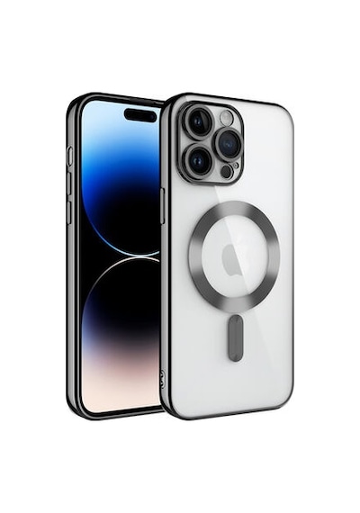 Apple Uyumlu iPhone 14 Pro Kılıf Kamera Korumalı Ve Magsafe Halkalı Shiny Premium Parlak Silikon Kapak Siyah