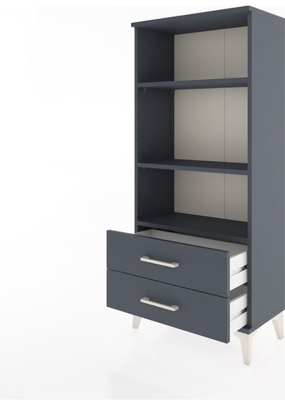Hyperion Dolap 3 Raflı 2 Çekmeceli 60x44x134 Antrasit-antrasit Antrasit