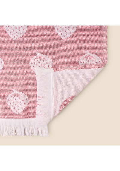 Soft Çilek Desenli El Havlusu - Kırmızı - 30x50 Cm Çok Renkli