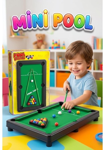 Mini Pool Bilardo Seti - 30 Cm Bilardo Masası Seti Eğitici Ve Eğlenceli Taşınabilir Masaüstü Oyunu