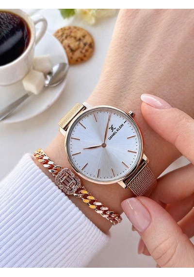 Daniel Klein 2 Yıl Garantili Hasır Çelik Kordon 3 Atm Suya Dayanıklı Kadın Kol Saati Hs12809.4 Rose Gold