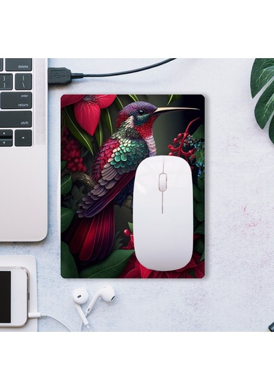Sonictouch Sinek Kuşu Temalı Pembe Zambak Çiçekli Kaydırmaz Gaming Oyuncu Dikişsiz Mouse Pad/ped 17x21cm