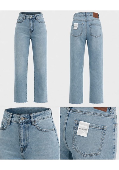 Rich Star Zara Model Kesik Paça Bayan Kot Pantolon Su Yeşili